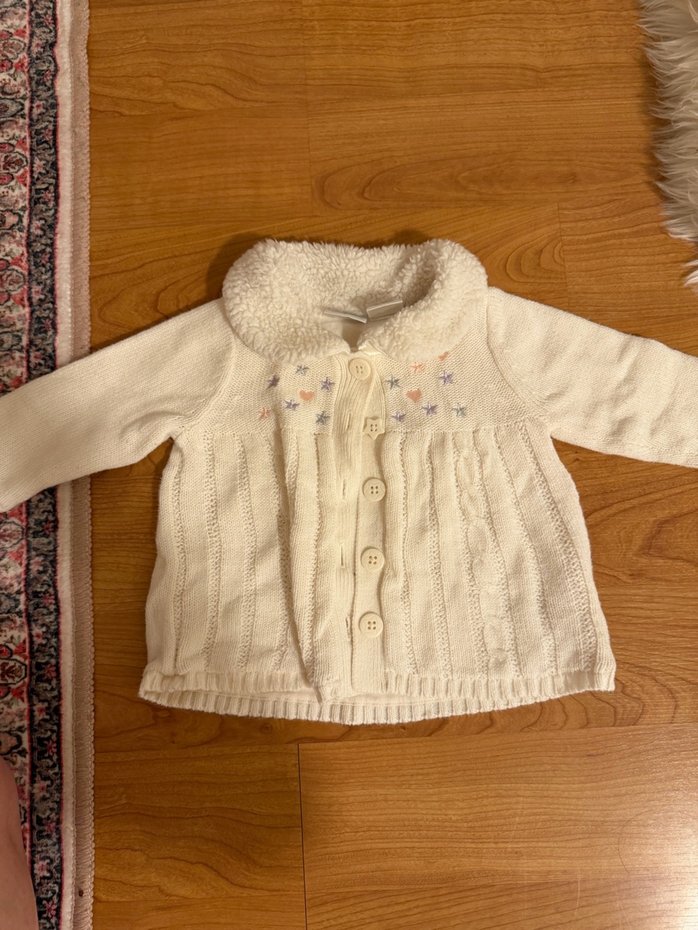 Koala Kids Cream Knit Cardigan with Pastel Embroidery